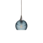 763 Single Pendant Light-Bicycle Glass Co-Brushed Nickel 15ft Cord + Track Mount-Glacial-Slate Gray-Bicycle Glass Co