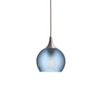 763 Single Pendant Light-Bicycle Glass Co-Brushed Nickel 15ft Cord + Track Mount-Celestial-Steel Blue-Bicycle Glass Co