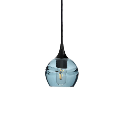763 Single Pendant Light-Bicycle Glass Co-Matte Black 15ft Cord + Track Mount-Swell-Slate Gray-Bicycle Glass Co