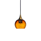763 Single Pendant Light-Bicycle Glass Co-Polished Brass 15ft Cord + Track Mount-Lunar-Golden Amber-Bicycle Glass Co