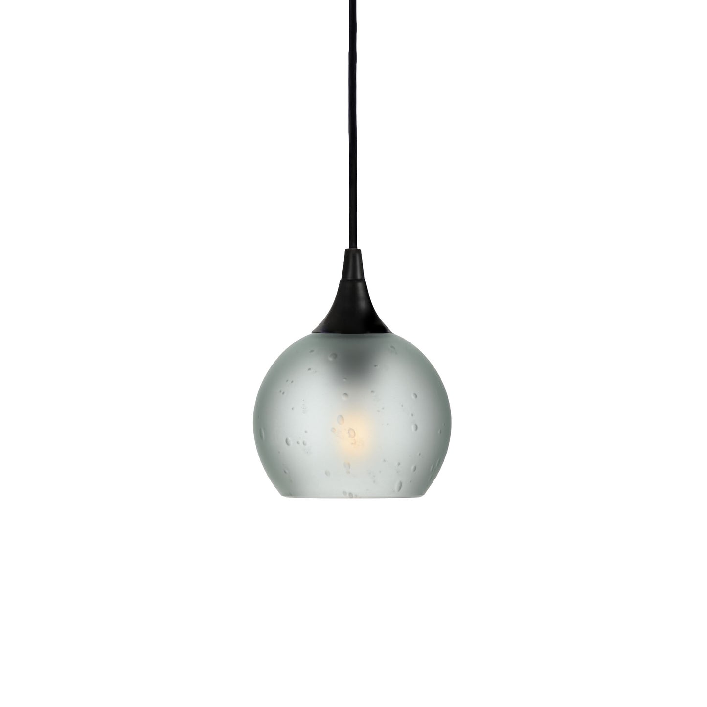 763 Single Pendant Light-Bicycle Glass Co-Matte Black 15ft Cord + Track Mount-Celestial-Eco Clear-Bicycle Glass Co