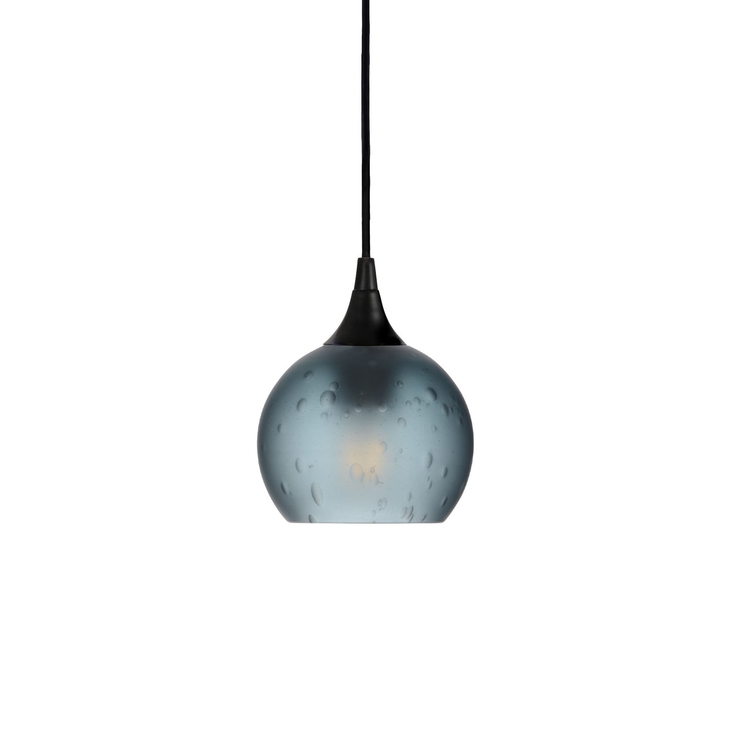 763 Single Pendant Light-Bicycle Glass Co-Matte Black 15ft Cord + Track Mount-Celestial-Slate Gray-Bicycle Glass Co