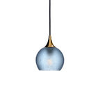 763 Single Pendant Light-Bicycle Glass Co-Polished Brass 15ft Cord + Track Mount-Celestial-Steel Blue-Bicycle Glass Co