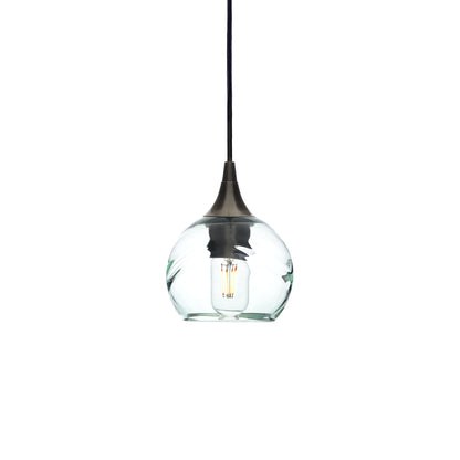 763 Single Pendant Light-Bicycle Glass Co-Antique Bronze 15ft Cord + Track Mount-Swell-Eco Clear-Bicycle Glass Co