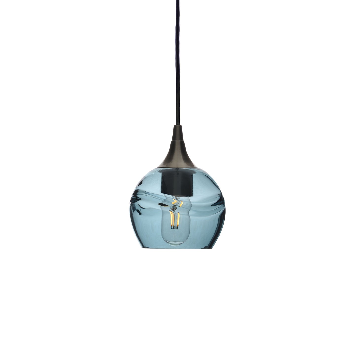 763 Single Pendant Light-Bicycle Glass Co-Antique Bronze 15ft Cord + Track Mount-Swell-Slate Gray-Bicycle Glass Co