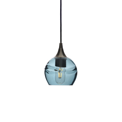 763 Single Pendant Light-Bicycle Glass Co-Antique Bronze 15ft Cord + Track Mount-Swell-Slate Gray-Bicycle Glass Co