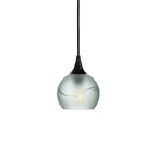 763 Single Pendant Light-Bicycle Glass Co-Matte Black 15ft Cord + Track Mount-Glacial-Eco Clear-Bicycle Glass Co