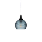 763 Single Pendant Light-Bicycle Glass Co-Matte Black 15ft Cord + Track Mount-Glacial-Slate Gray-Bicycle Glass Co