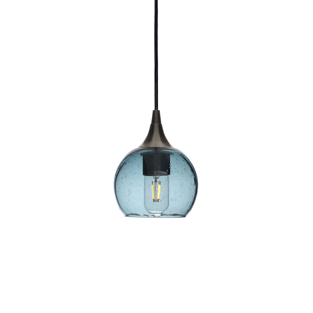 763 Single Pendant Light-Bicycle Glass Co-Antique Bronze 15ft Cord + Track Mount-Lunar-Slate Gray-Bicycle Glass Co