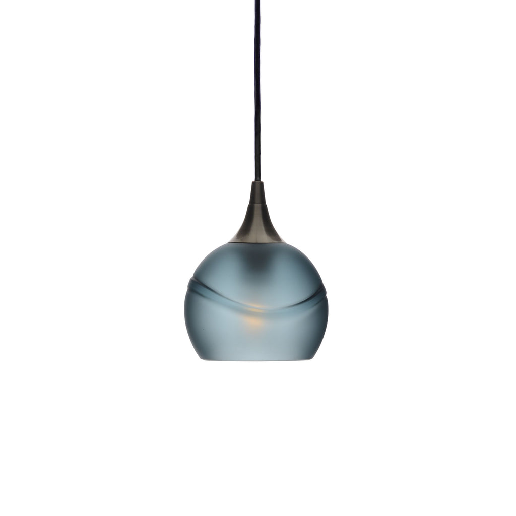 763 Single Pendant Light-Bicycle Glass Co-Antique Bronze 15ft Cord + Track Mount-Glacial-Slate Gray-Bicycle Glass Co