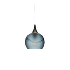 763 Single Pendant Light-Bicycle Glass Co-Antique Bronze 15ft Cord + Track Mount-Glacial-Slate Gray-Bicycle Glass Co