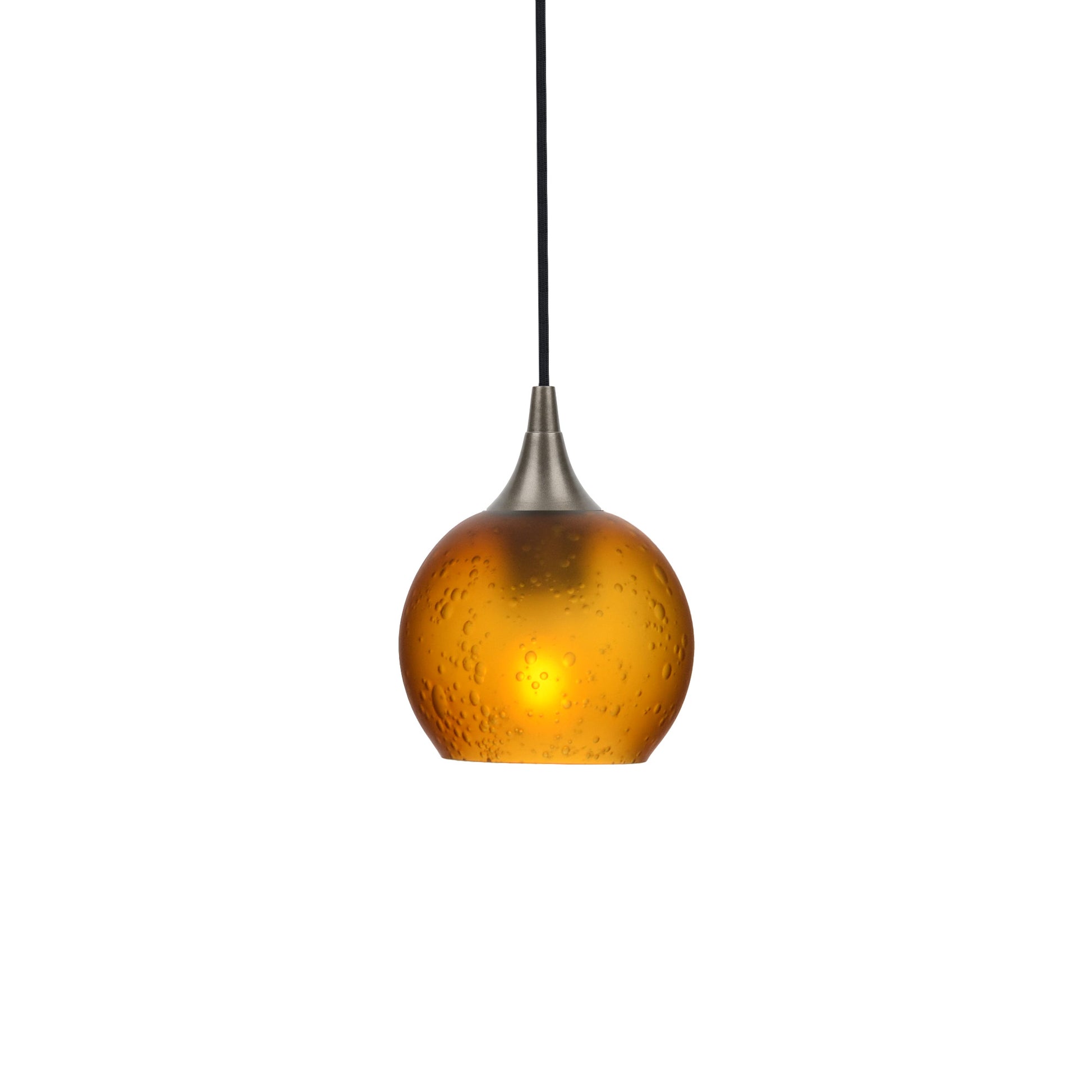 763 Single Pendant Light-Bicycle Glass Co-Antique Bronze - 4ft Cord-Celestial-Golden Amber-Bicycle Glass Co