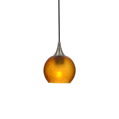 763 Single Pendant Light-Bicycle Glass Co-Antique Bronze - 4ft Cord-Celestial-Golden Amber-Bicycle Glass Co