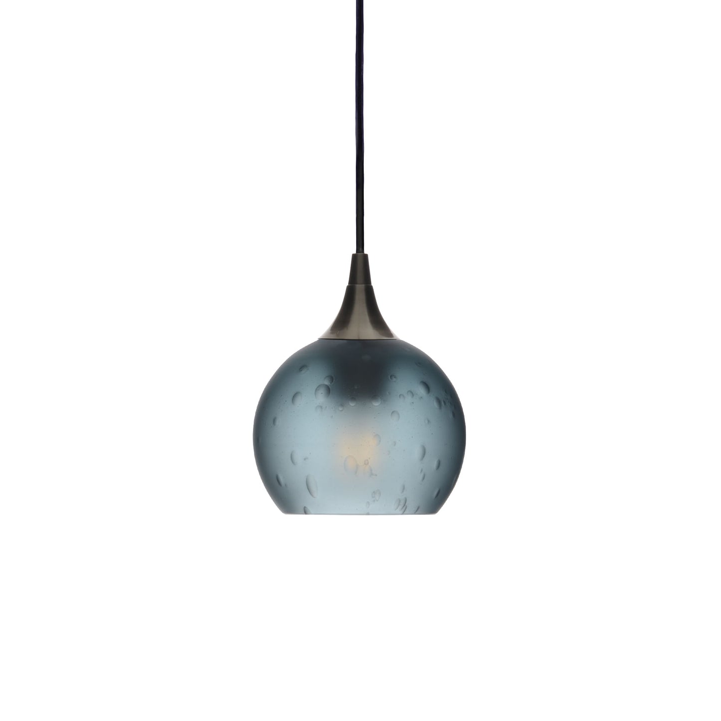 763 Single Pendant Light-Bicycle Glass Co-Antique Bronze - 4ft Cord-Celestial-Slate Gray-Bicycle Glass Co