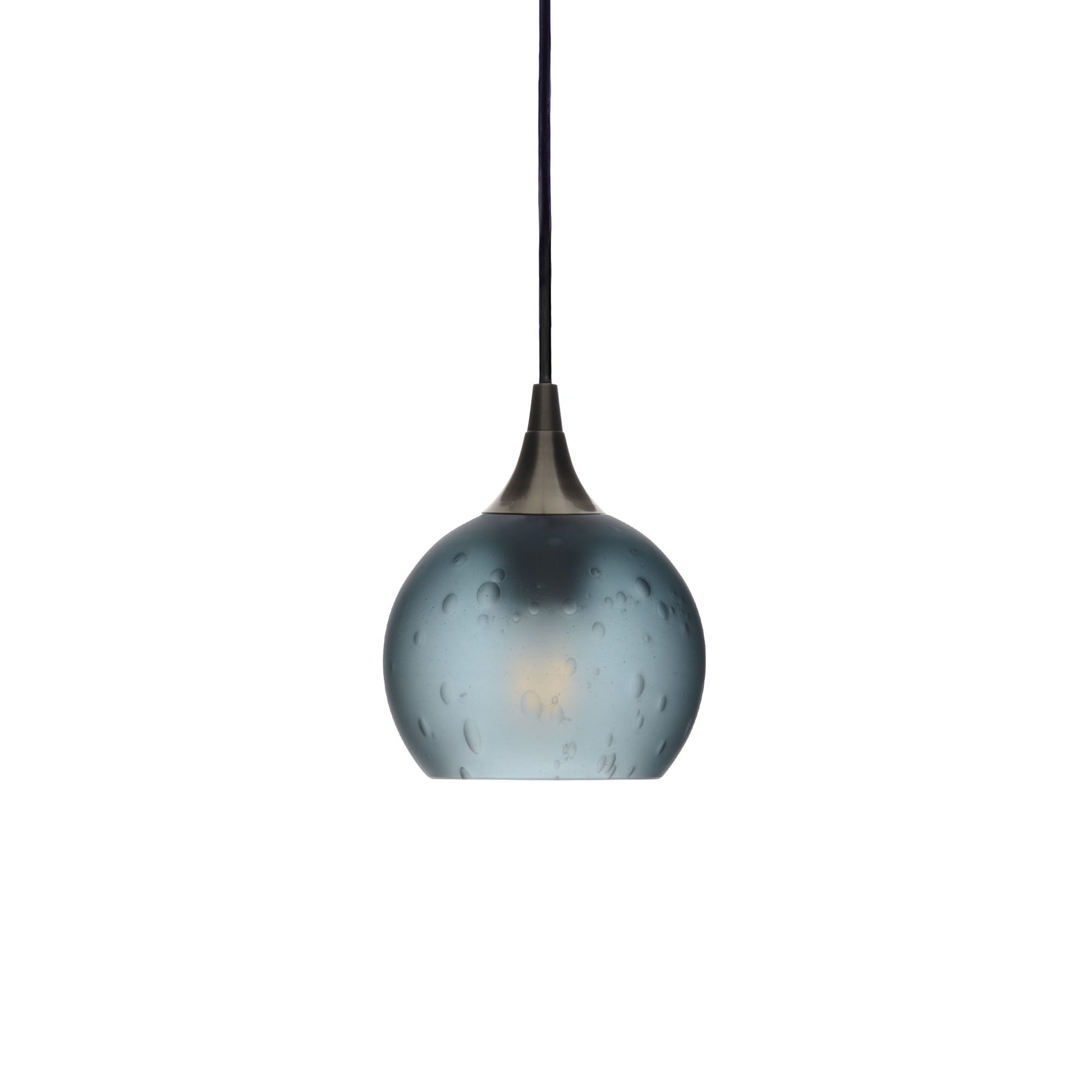 763 Single Pendant Light-Bicycle Glass Co-Antique Bronze - 4ft Cord-Celestial-Slate Gray-Bicycle Glass Co