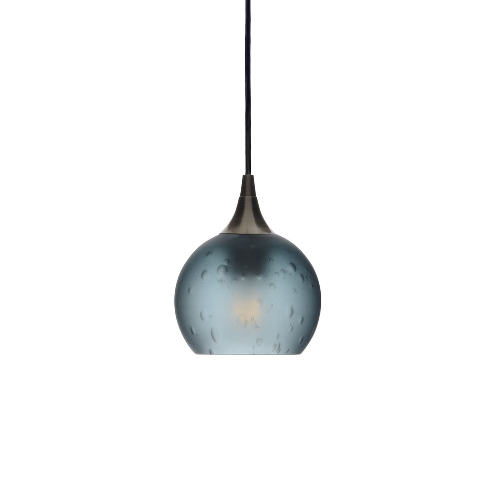 763 Single Pendant Light-Bicycle Glass Co-Antique Bronze - 4ft Cord-Celestial-Slate Gray-Bicycle Glass Co