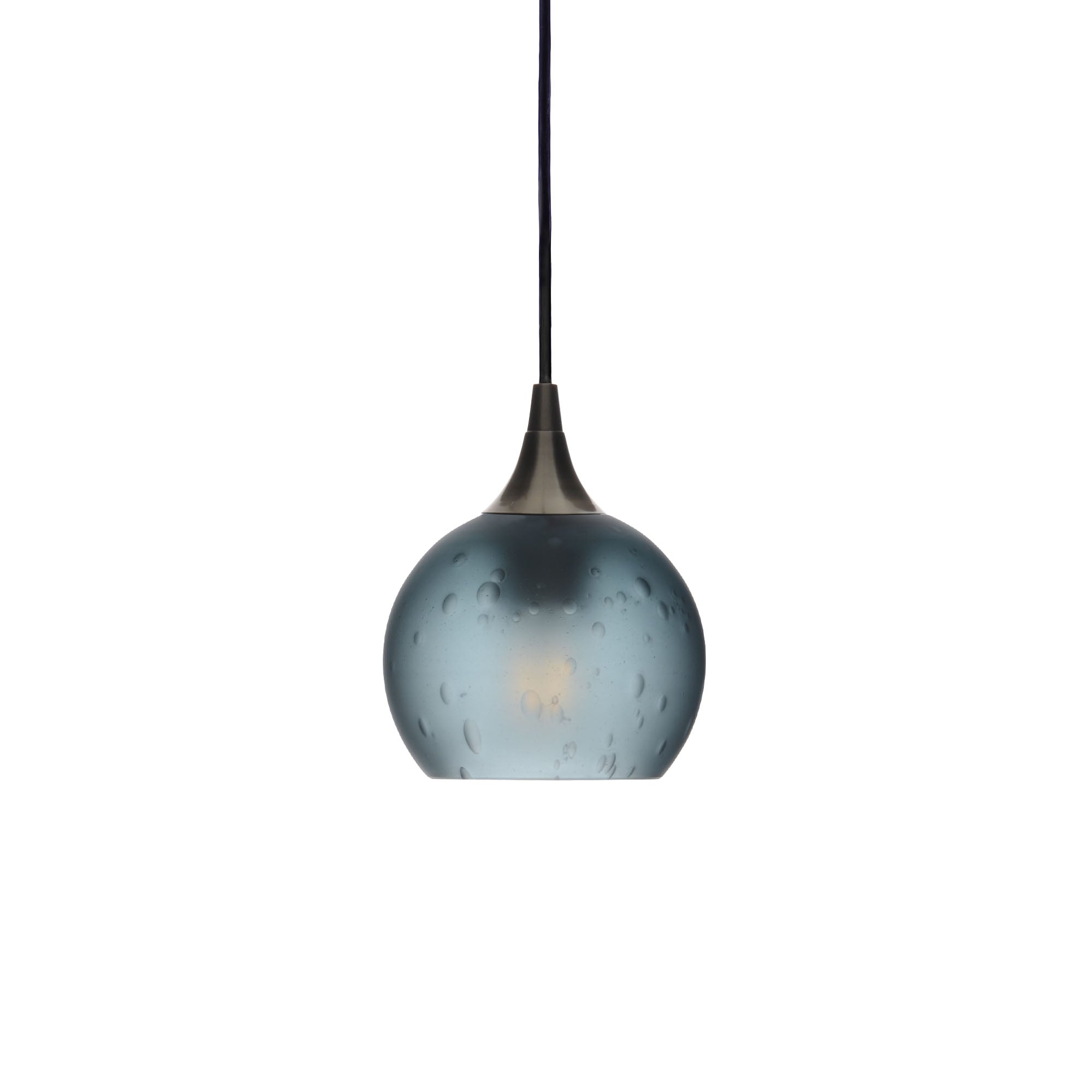 763 Single Pendant Light-Bicycle Glass Co-Antique Bronze - 4ft Cord-Celestial-Slate Gray-Bicycle Glass Co
