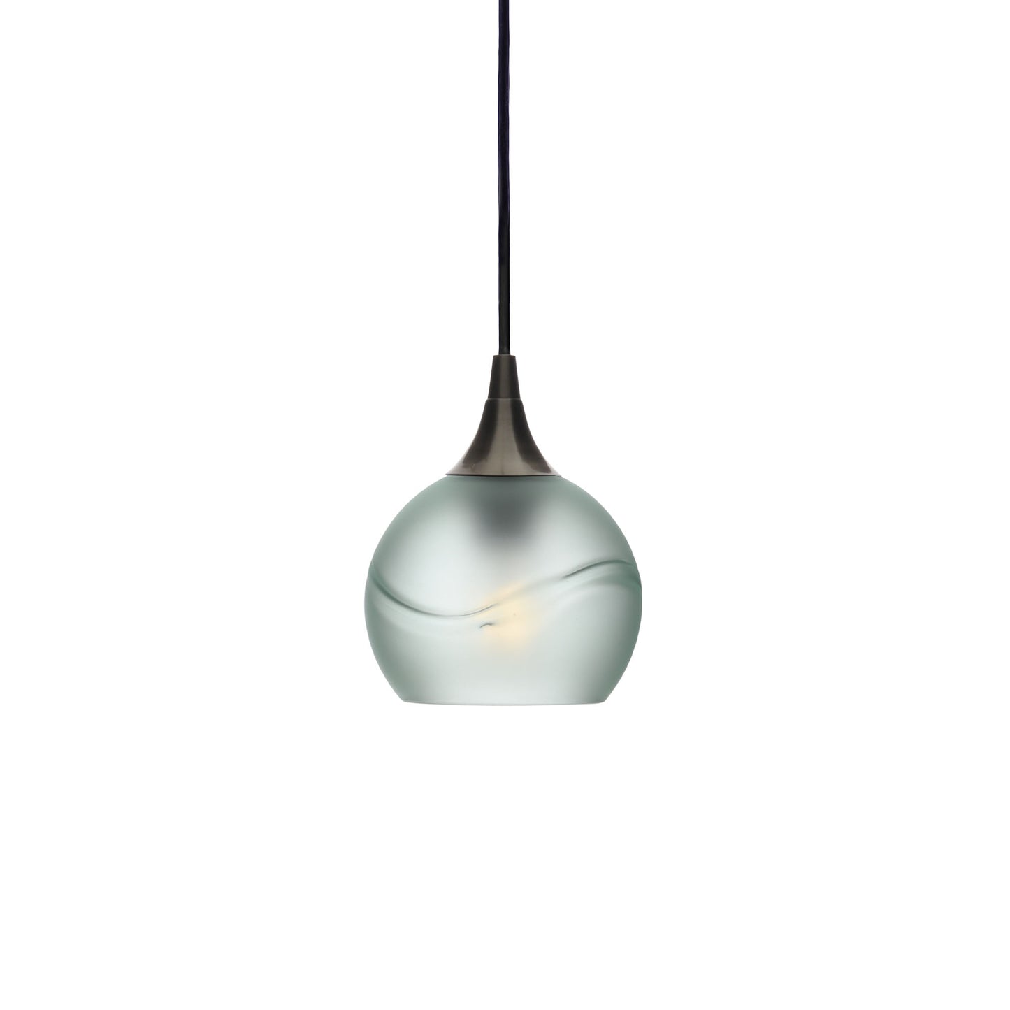 763 Single Pendant Light-Bicycle Glass Co-Antique Bronze - 4ft Cord-Glacial-Eco Clear-Bicycle Glass Co