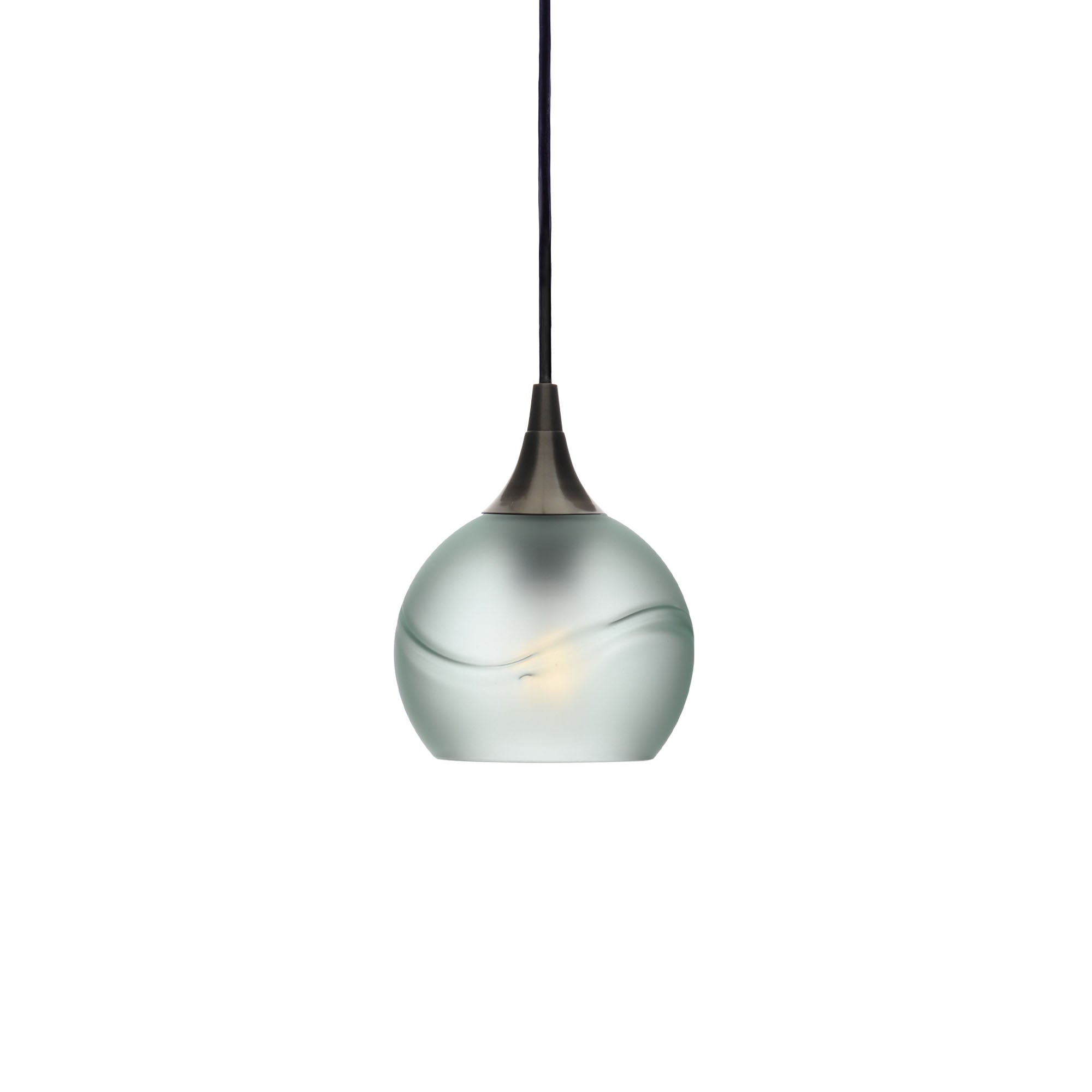 763 Single Pendant Light-Bicycle Glass Co-Antique Bronze - 4ft Cord-Glacial-Eco Clear-Bicycle Glass Co