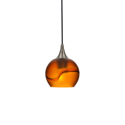 763 Single Pendant Light-Bicycle Glass Co-Antique Bronze - 4ft Cord-Glacial-Golden Amber-Bicycle Glass Co