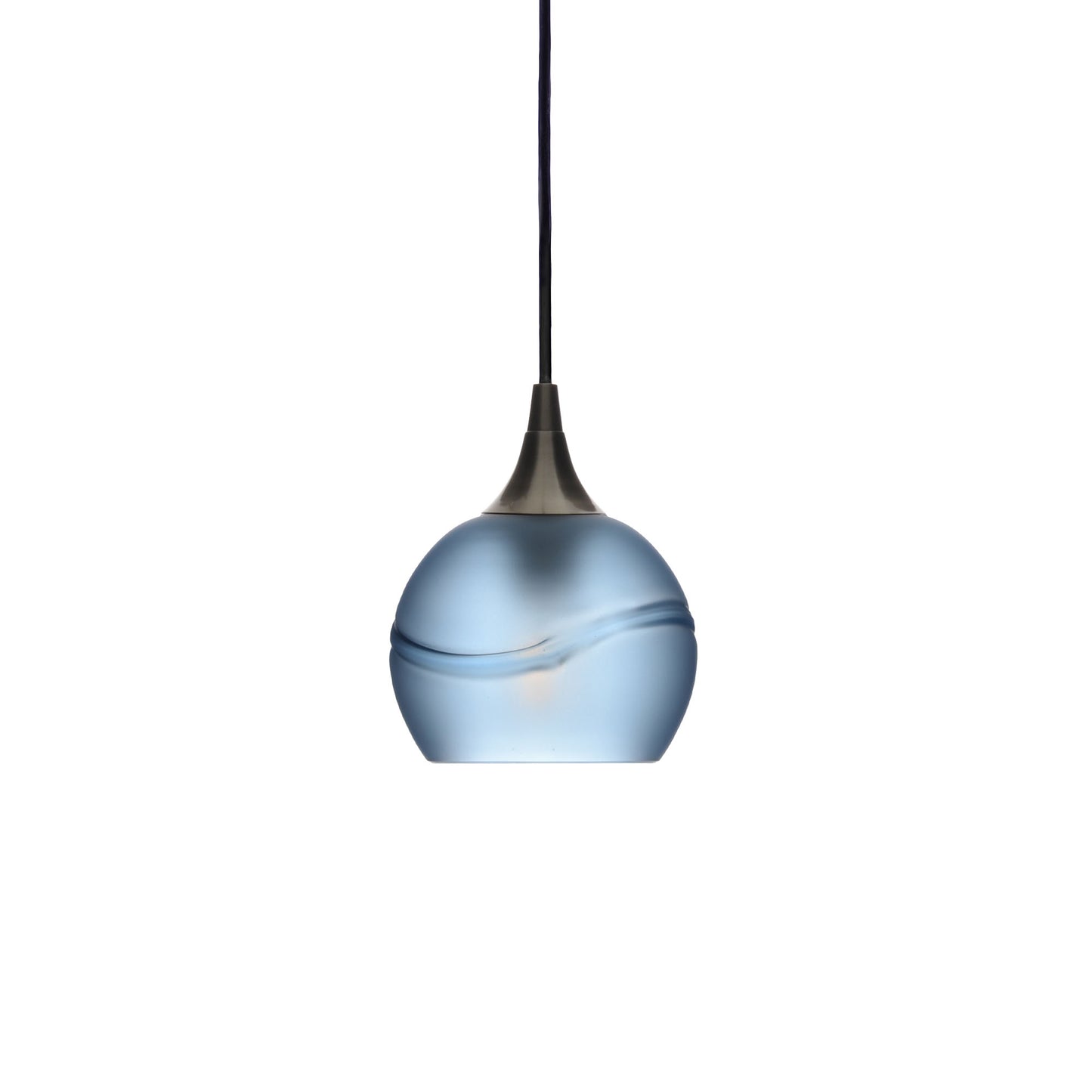 763 Single Pendant Light-Bicycle Glass Co-Antique Bronze - 4ft Cord-Glacial-Steel Blue-Bicycle Glass Co