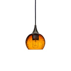 763 Single Pendant Light-Bicycle Glass Co-Antique Bronze - 4ft Cord-Lunar-Golden Amber-Bicycle Glass Co