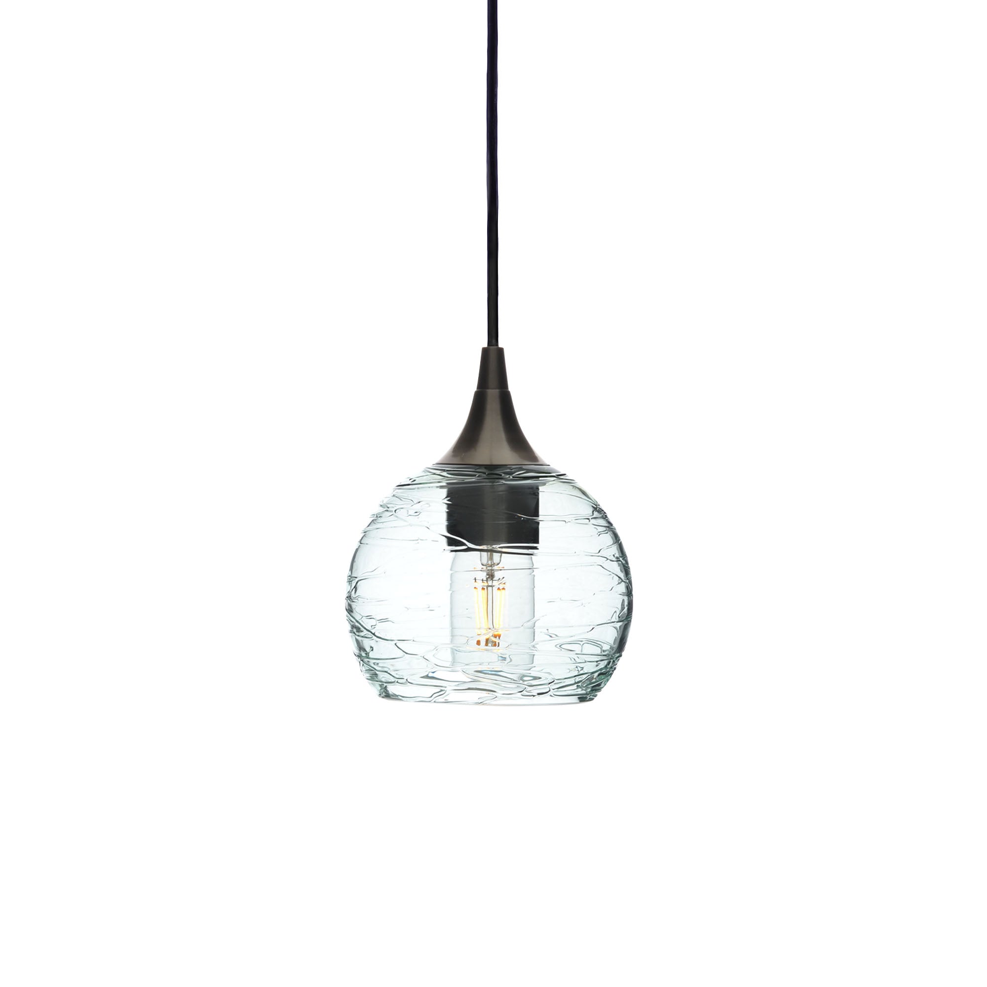 763 Single Pendant Light-Bicycle Glass Co-Antique Bronze - 4ft Cord-Spun-Eco Clear-Bicycle Glass Co