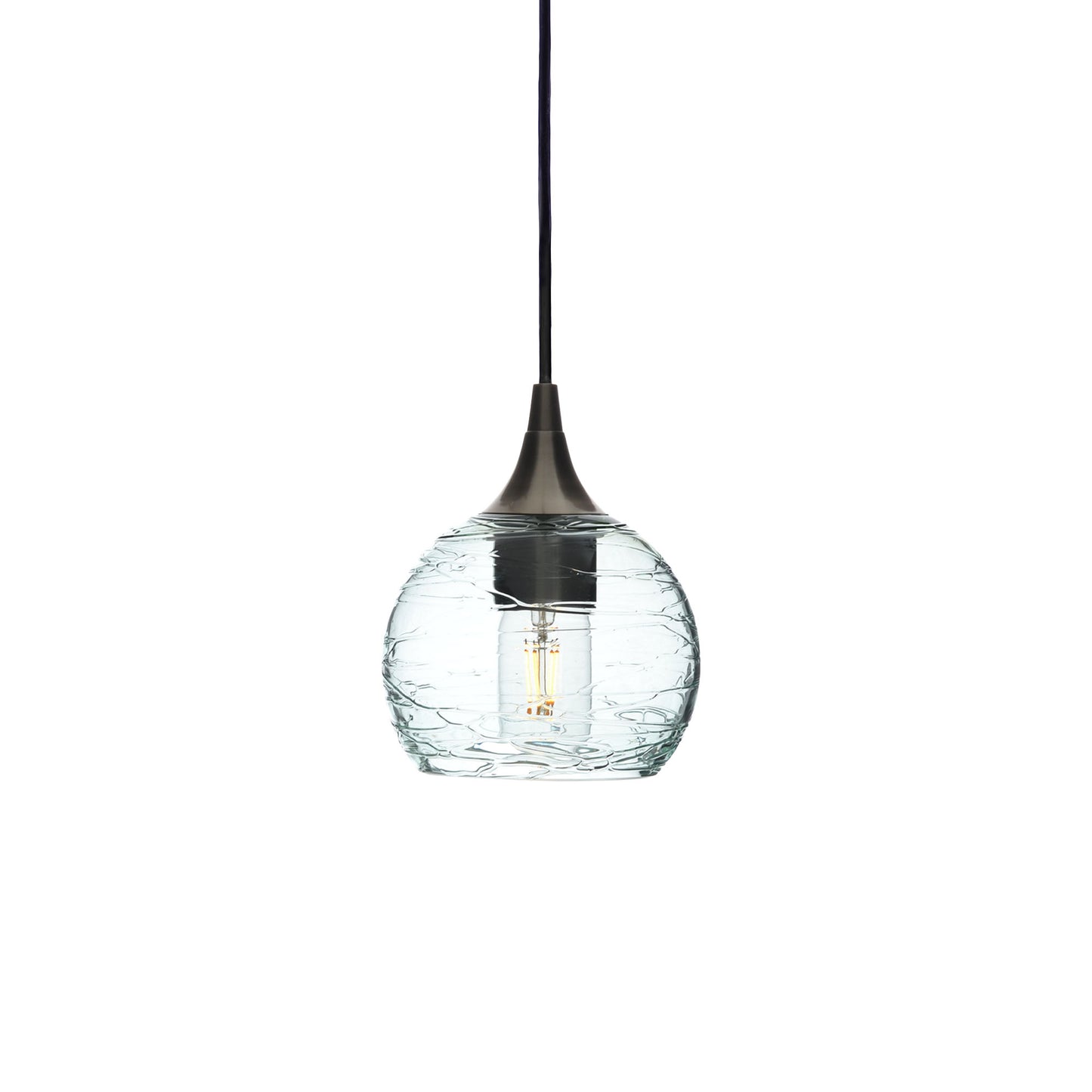 763 Single Pendant Light-Bicycle Glass Co-Antique Bronze - 4ft Cord-Spun-Eco Clear-Bicycle Glass Co