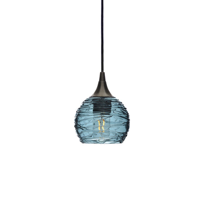 763 Single Pendant Light-Bicycle Glass Co-Antique Bronze - 4ft Cord-Spun-Slate Gray-Bicycle Glass Co