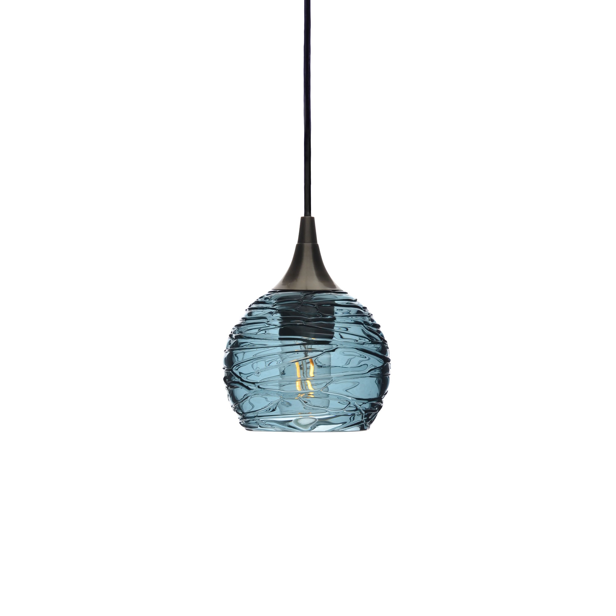 763 Single Pendant Light-Bicycle Glass Co-Antique Bronze - 4ft Cord-Spun-Slate Gray-Bicycle Glass Co