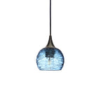 763 Single Pendant Light-Bicycle Glass Co-Antique Bronze - 4ft Cord-Spun-Steel Blue-Bicycle Glass Co