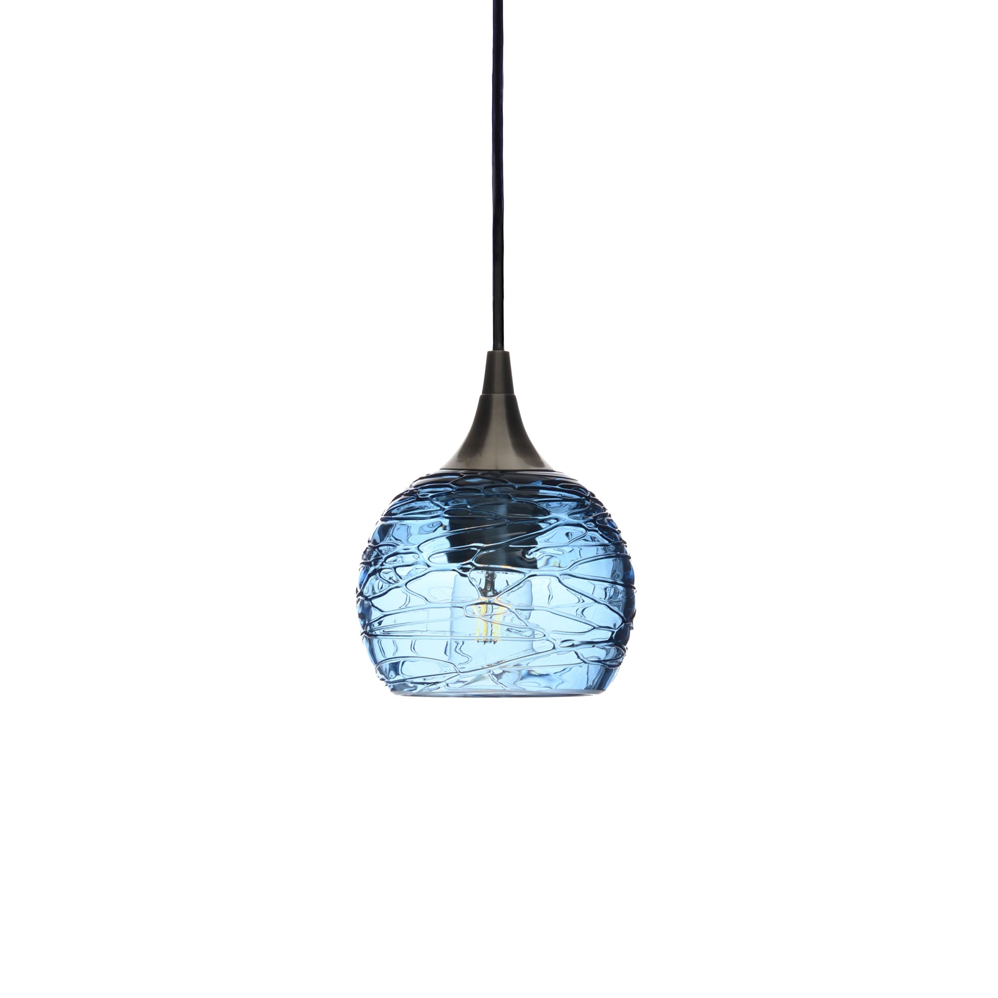763 Single Pendant Light-Bicycle Glass Co-Antique Bronze - 4ft Cord-Spun-Steel Blue-Bicycle Glass Co