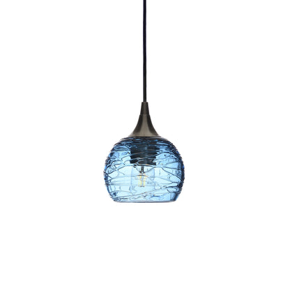 763 Single Pendant Light-Bicycle Glass Co-Antique Bronze - 4ft Cord-Spun-Steel Blue-Bicycle Glass Co