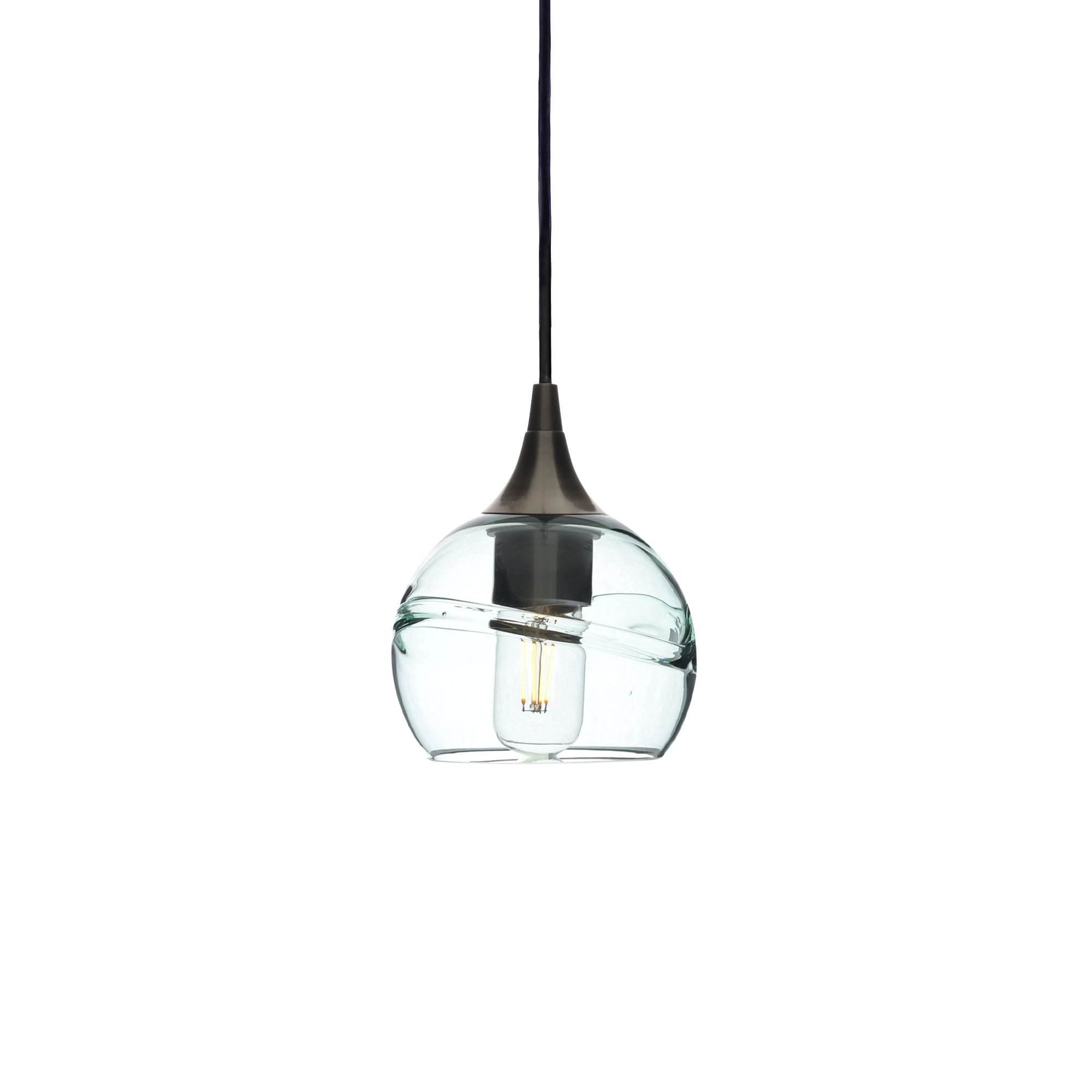 763 Single Pendant Light-Bicycle Glass Co-Antique Bronze - 4ft Cord-Swell-Eco Clear-Bicycle Glass Co
