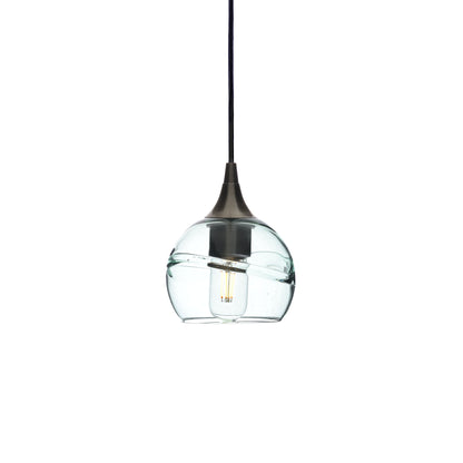 763 Single Pendant Light-Bicycle Glass Co-Antique Bronze - 4ft Cord-Swell-Eco Clear-Bicycle Glass Co