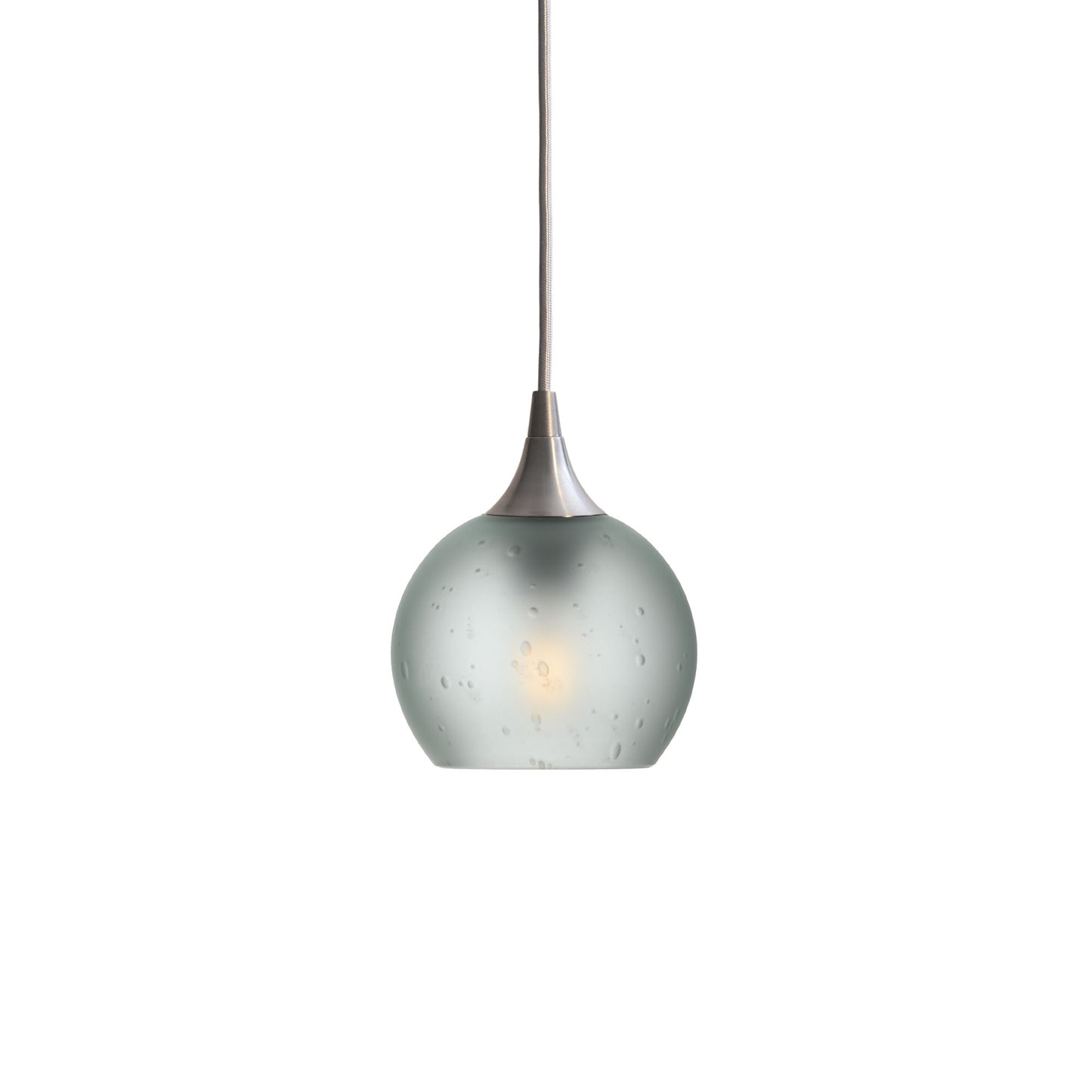 763 Single Pendant Light-Bicycle Glass Co-Brushed Nickel - 4ft Cord-Celestial-Eco Clear-Bicycle Glass Co