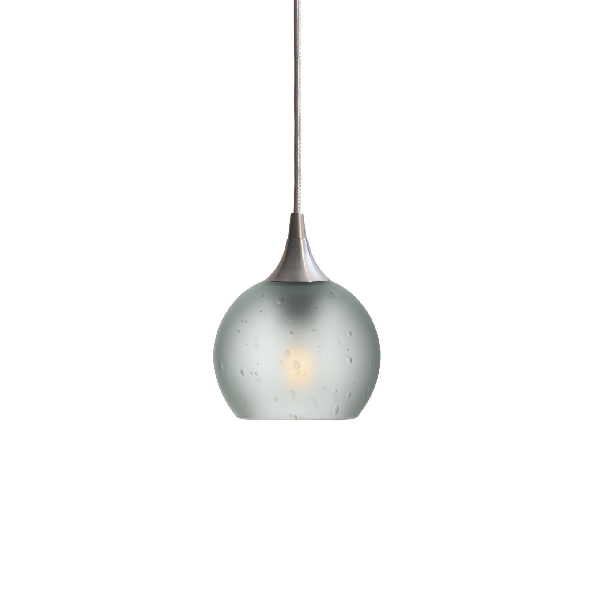 763 Single Pendant Light-Bicycle Glass Co-Brushed Nickel - 4ft Cord-Celestial-Eco Clear-Bicycle Glass Co