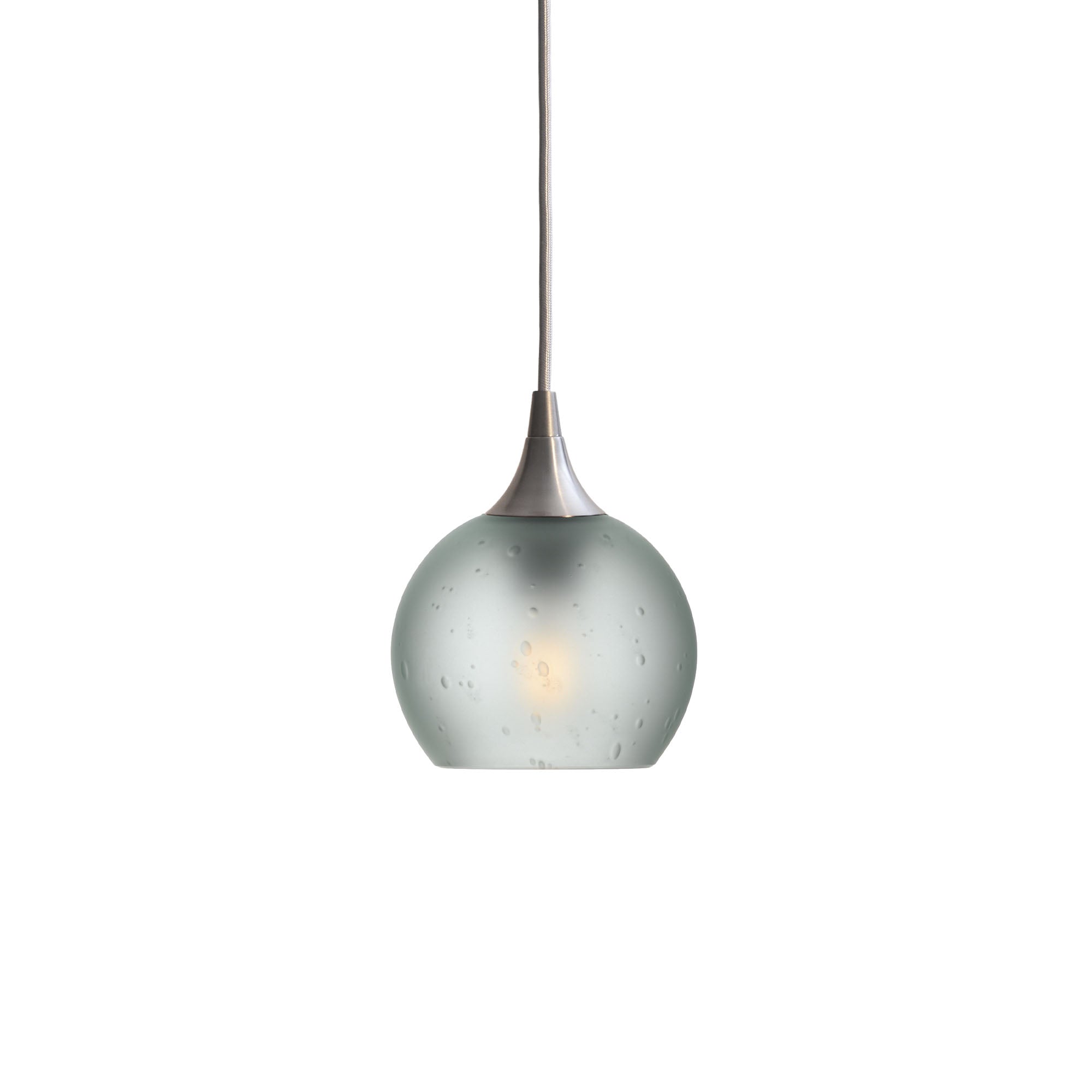 763 Single Pendant Light-Bicycle Glass Co-Brushed Nickel - 4ft Cord-Celestial-Eco Clear-Bicycle Glass Co