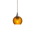 763 Single Pendant Light-Bicycle Glass Co-Brushed Nickel - 4ft Cord-Celestial-Golden Amber-Bicycle Glass Co