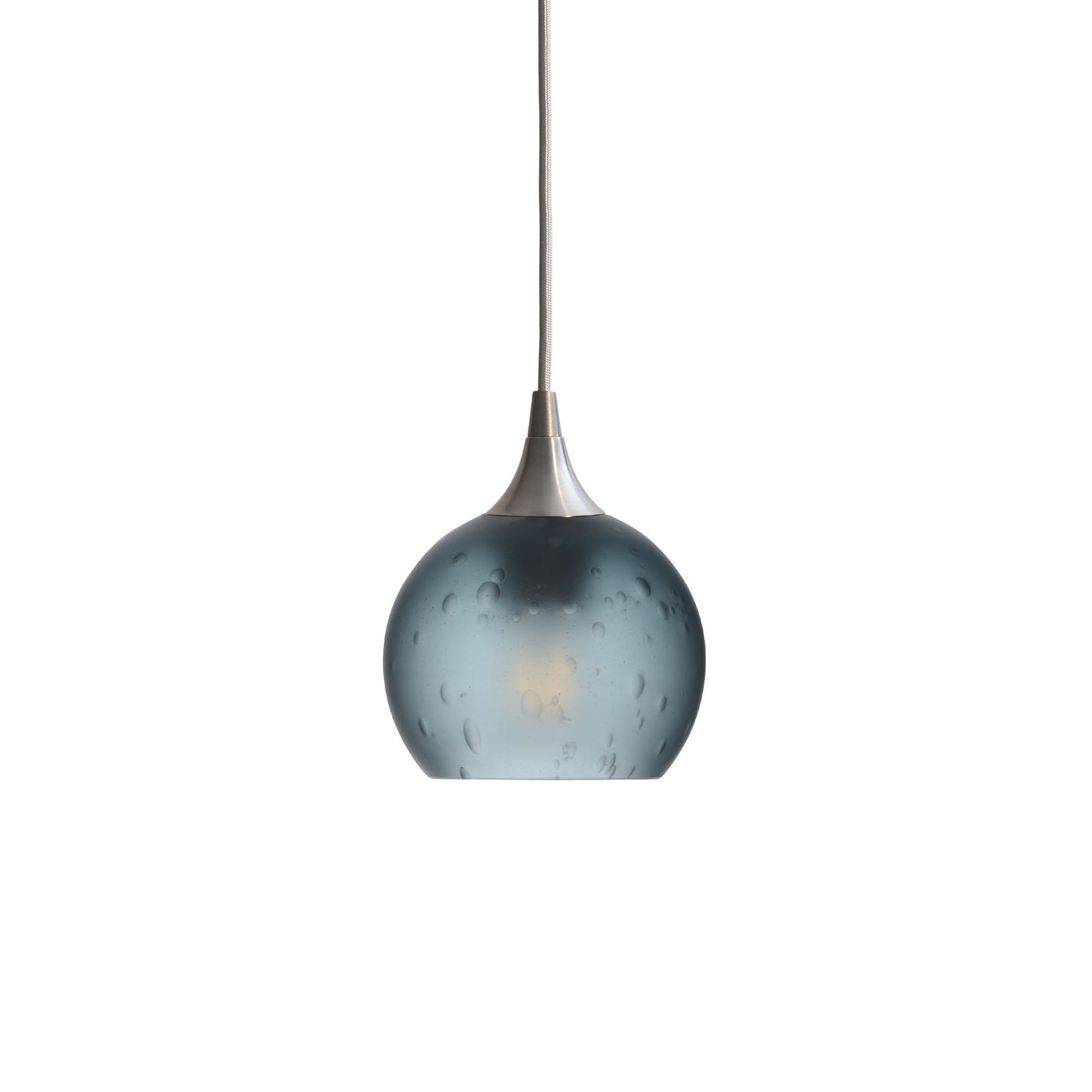 763 Single Pendant Light-Bicycle Glass Co-Brushed Nickel - 4ft Cord-Celestial-Slate Gray-Bicycle Glass Co