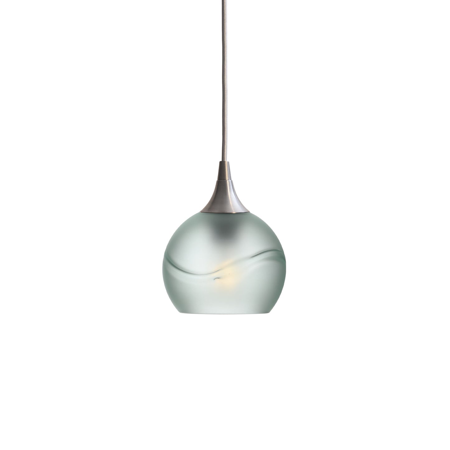 763 Single Pendant Light-Bicycle Glass Co-Brushed Nickel - 4ft Cord-Glacial-Eco Clear-Bicycle Glass Co