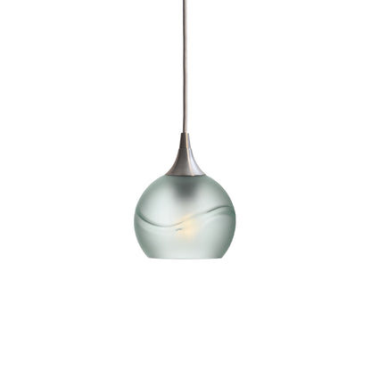 763 Single Pendant Light-Bicycle Glass Co-Brushed Nickel - 4ft Cord-Glacial-Eco Clear-Bicycle Glass Co