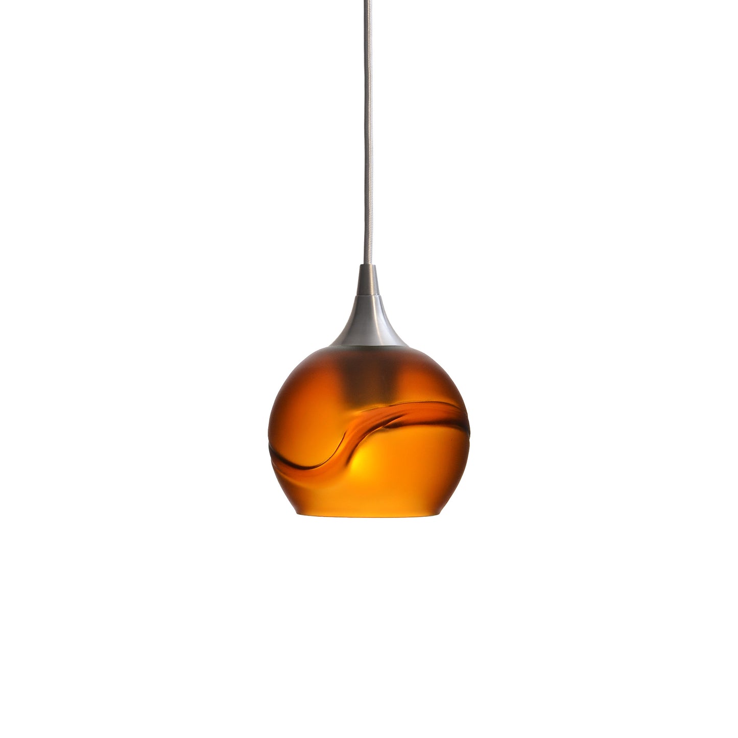 763 Single Pendant Light-Bicycle Glass Co-Brushed Nickel - 4ft Cord-Glacial-Golden Amber-Bicycle Glass Co