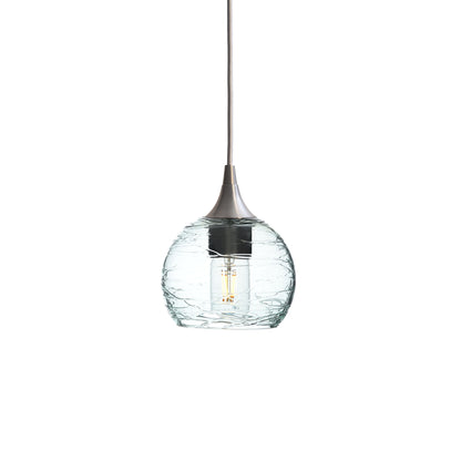 763 Single Pendant Light-Bicycle Glass Co-Brushed Nickel - 4ft Cord-Spun-Eco Clear-Bicycle Glass Co