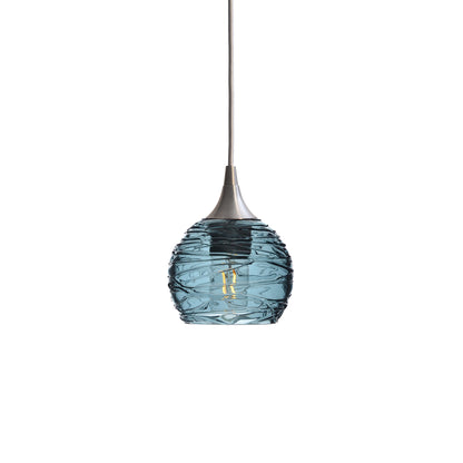 763 Single Pendant Light-Bicycle Glass Co-Brushed Nickel - 4ft Cord-Spun-Slate Gray-Bicycle Glass Co