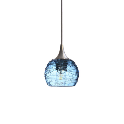 763 Single Pendant Light-Bicycle Glass Co-Brushed Nickel - 4ft Cord-Spun-Steel Blue-Bicycle Glass Co