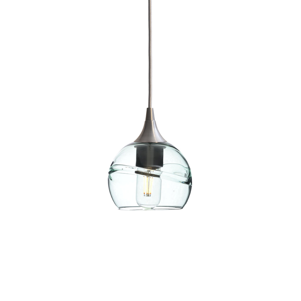763 Single Pendant Light-Bicycle Glass Co-Brushed Nickel - 4ft Cord-Swell-Eco Clear-Bicycle Glass Co