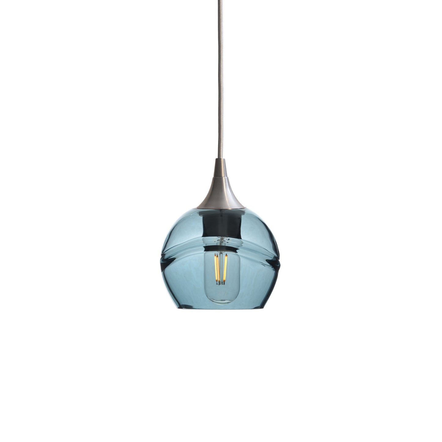 763 Single Pendant Light-Bicycle Glass Co-Brushed Nickel - 4ft Cord-Swell-Slate Gray-Bicycle Glass Co