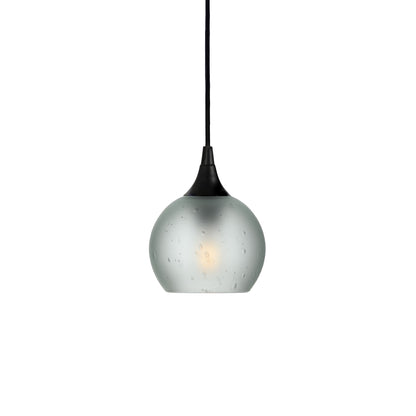 763 Single Pendant Light-Bicycle Glass Co-Matte Black - 8ft Cord-Celestial-Eco Clear-Bicycle Glass Co