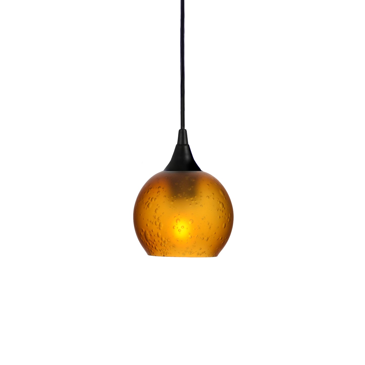 763 Single Pendant Light-Bicycle Glass Co-Matte Black - 4ft Cord-Celestial-Golden Amber-Bicycle Glass Co